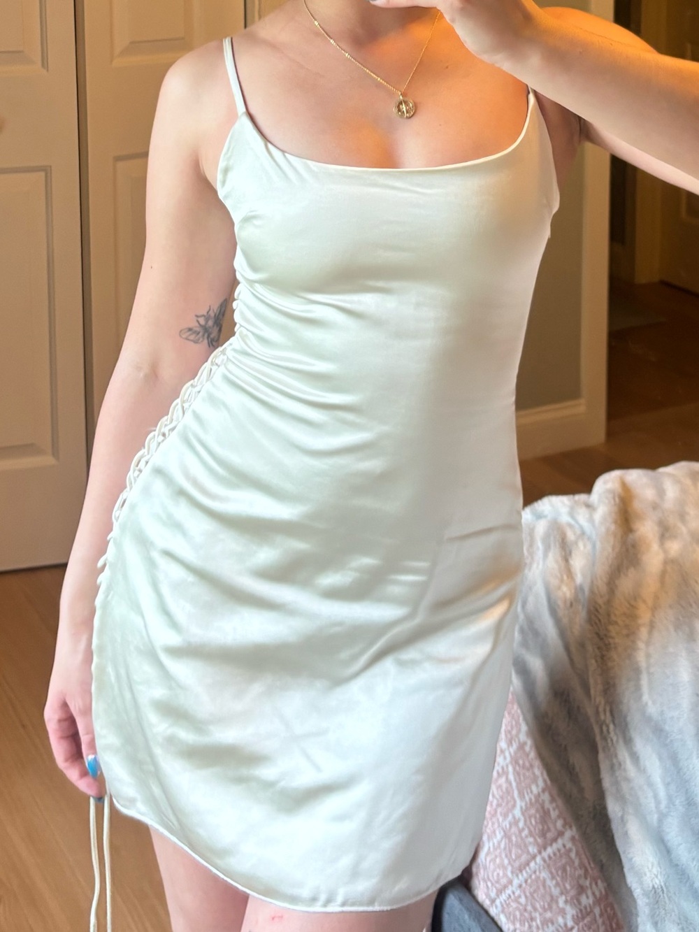 Oh Polly Pale Mint Satin Mini Dress